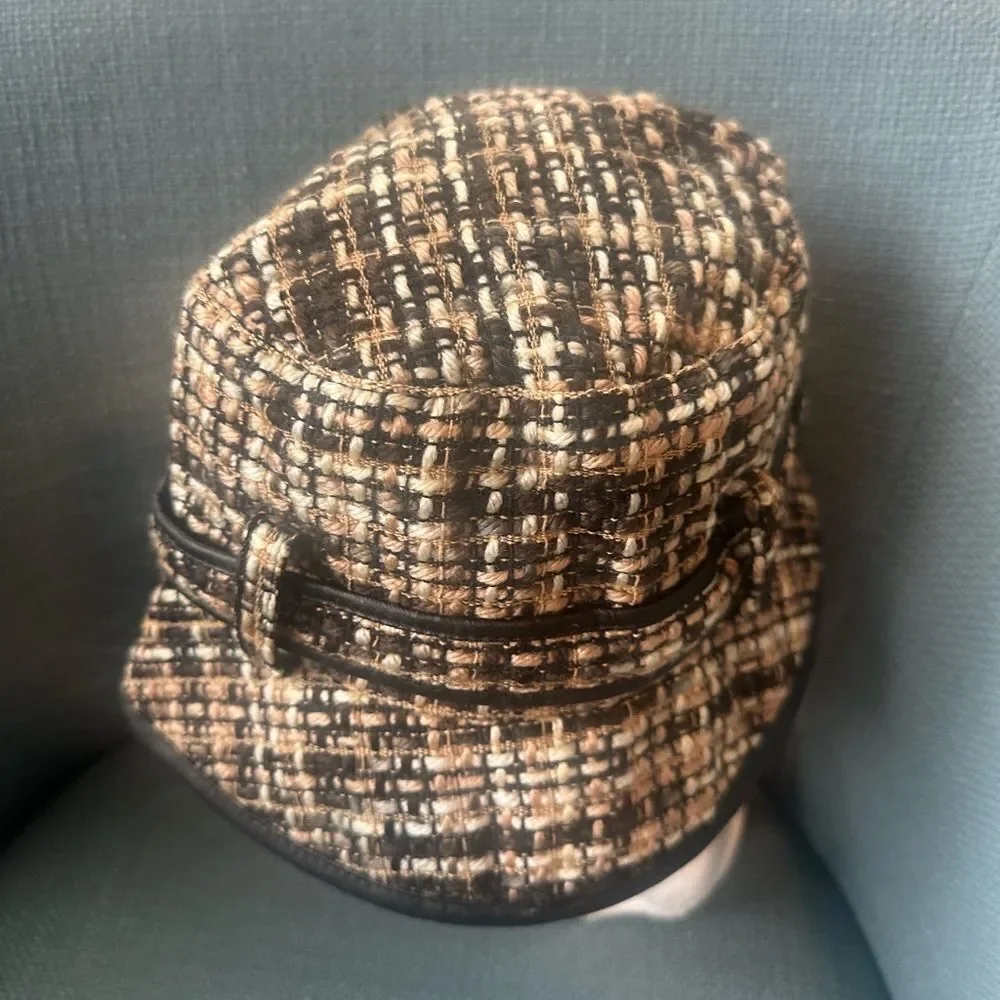 Halogen Tweed & Faux Leather Trimmed Bucket Hat O/S